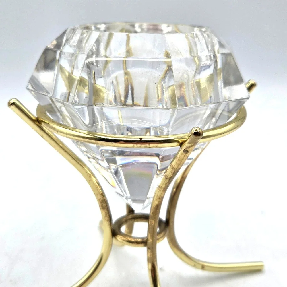 PartyLite 24% Lead Crystal Diamond Shaped Solitaire Votive Candle Holder - Picture 3 of 6